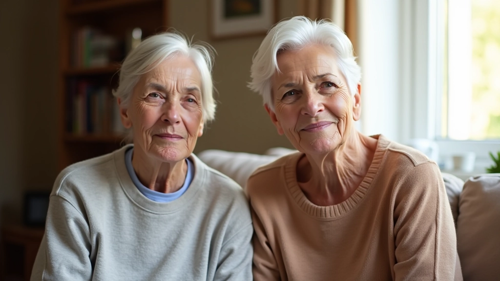 Adult child discussing care options with elderly parent in living room